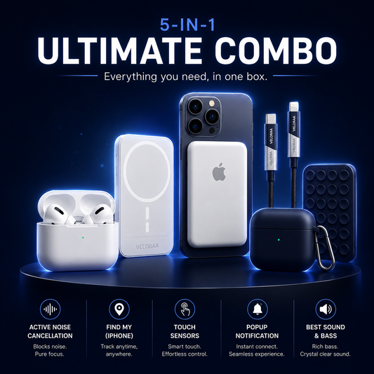 Ultimate Combo | VPods Pro 2 (2nd Gen) ANC + MagSafe 10000mAh Powerbank + 4-in-1 Fast Charging Cable + Silicone Case + Sticky Pod